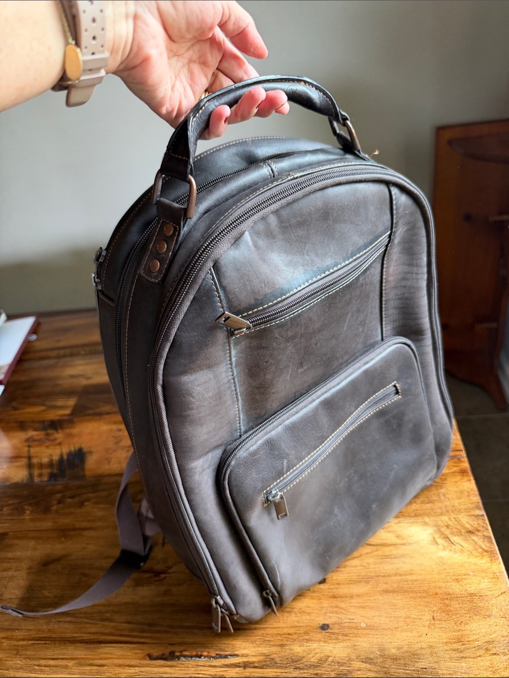 Wilson’s Leather Men's Backpack - Brown Leather Travel Bag Laptop